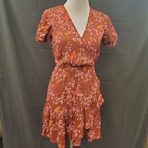 Madewell Butterfly Print Wrap Midi Dress SZ 4